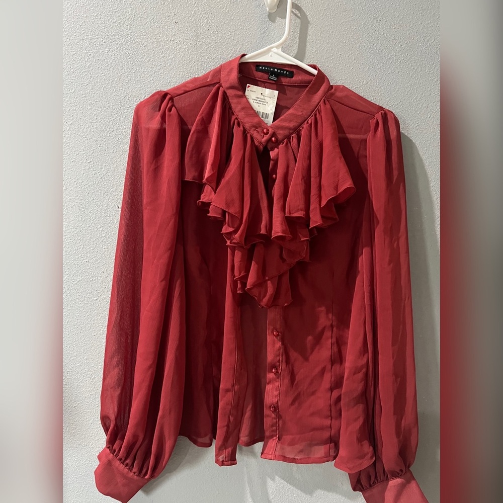 Mauve vintage see thru, long sleeve top